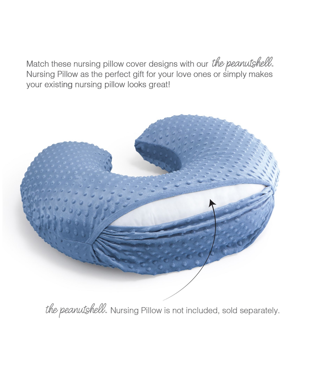 The Peanutshell Nursing Pillow Covers for Breastfeeding, 2 Pack Set, Dinosaur and Navy Blue Minky Dot -blue/navy/grey