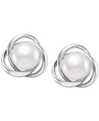 Giani Bernini Cultured Freshwater Pearl (7mm) Love Knot Stud Earrings, Created for Macy's
