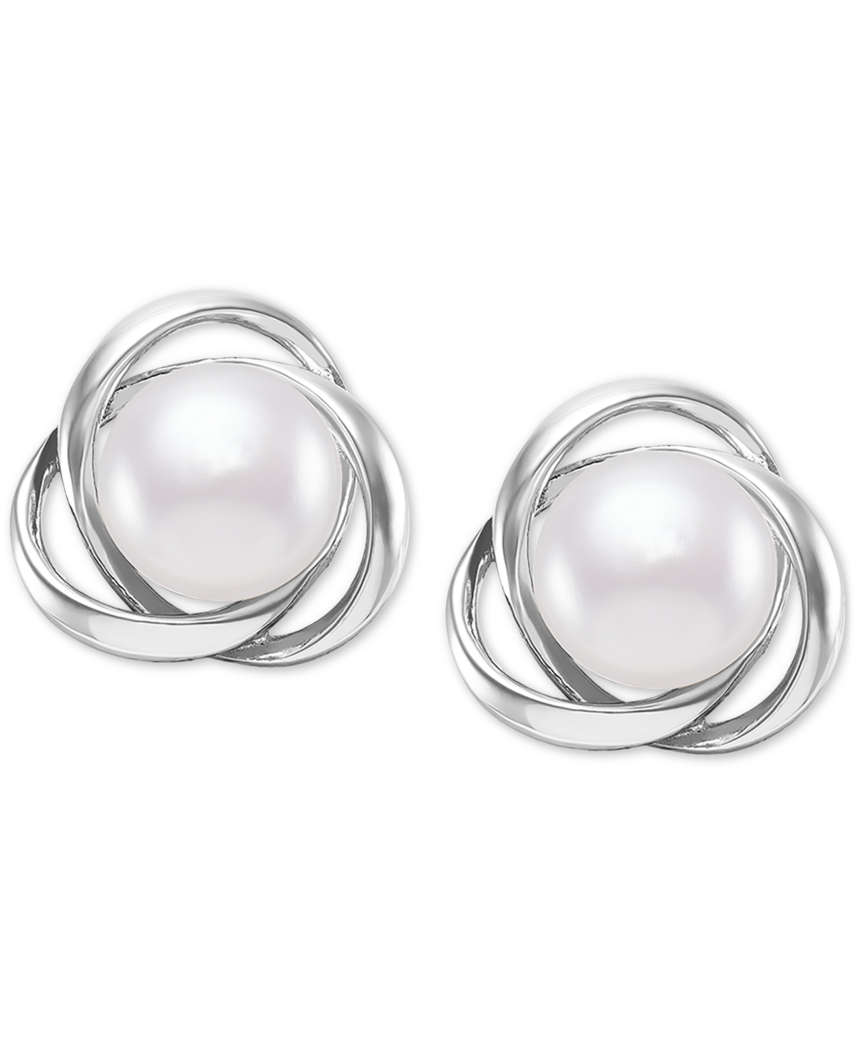 Giani Bernini Cultured Freshwater Pearl (7mm) Love Knot Stud Earrings, Created for Macy's