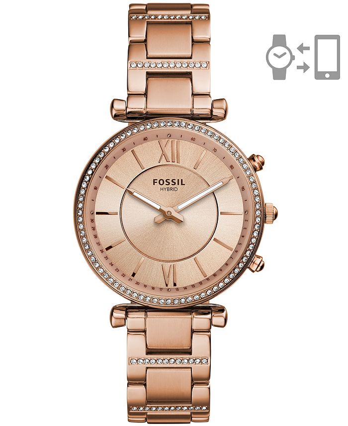 Fossil Women s Hybrid Smart Watch Carlie Rose Gold Tone Bracelet