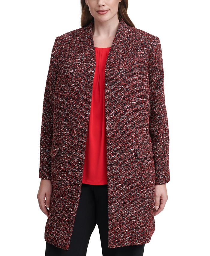 Calvin Klein Plus Size Tweed Open-Front Jacket - Macy's