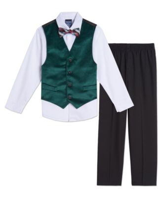Nautica - Baby Boys Green Velvet Vest Set