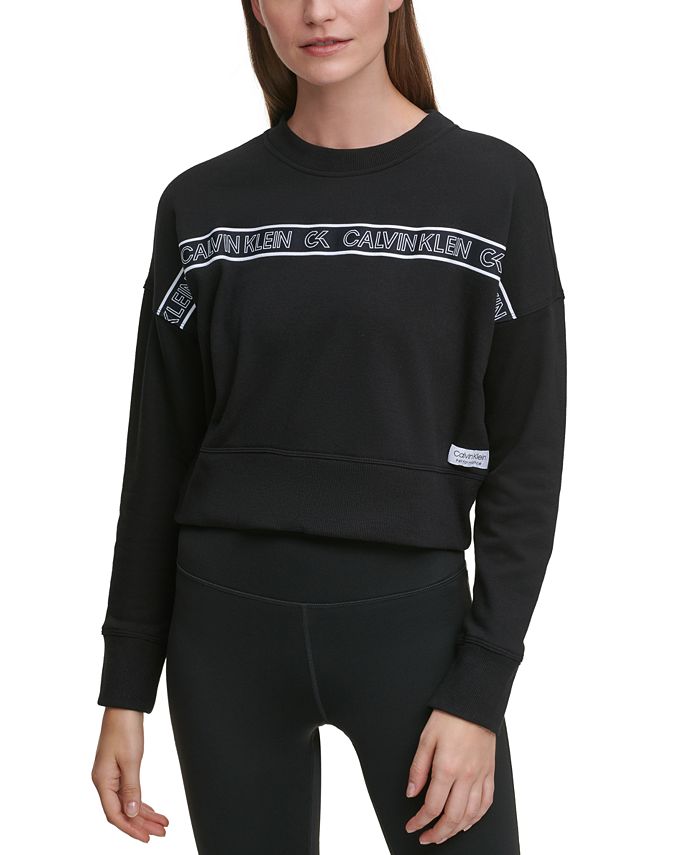 Calvin Klein Outline Logo Tape Sweatshirt & Reviews - Tops - Women - Macy's
