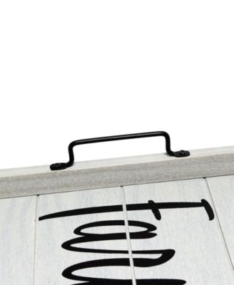 Decorative Wood Serving Tray with Handles - Farm Fresh