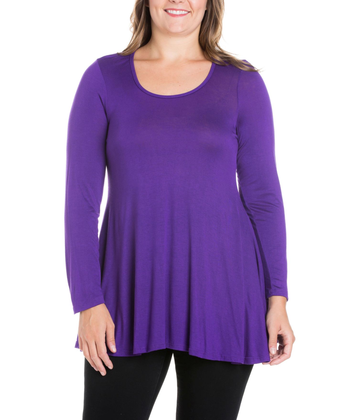 Женский топ 24seven Comfort Apparel Plus Size Poised Swing Tunic Top, цвет: Аметистовый — фото 1