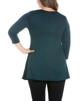 Plus Size 3/4 Sleeve V-Neck Tunic Top