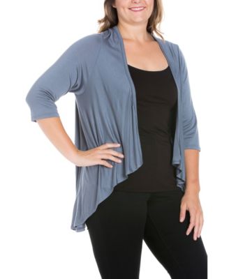 Plus Size Elbow Length Sleeve Open Cardigan
