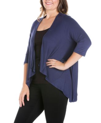 Plus Size Elbow Length Sleeve Open Cardigan