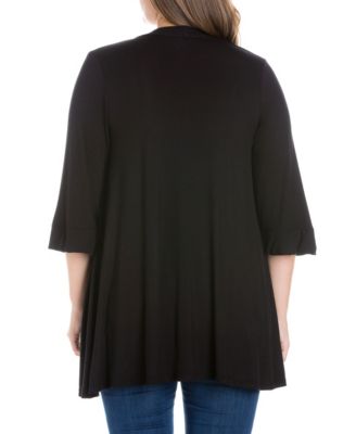 Plus Size Elbow Length Open Front Cardigan Sweater