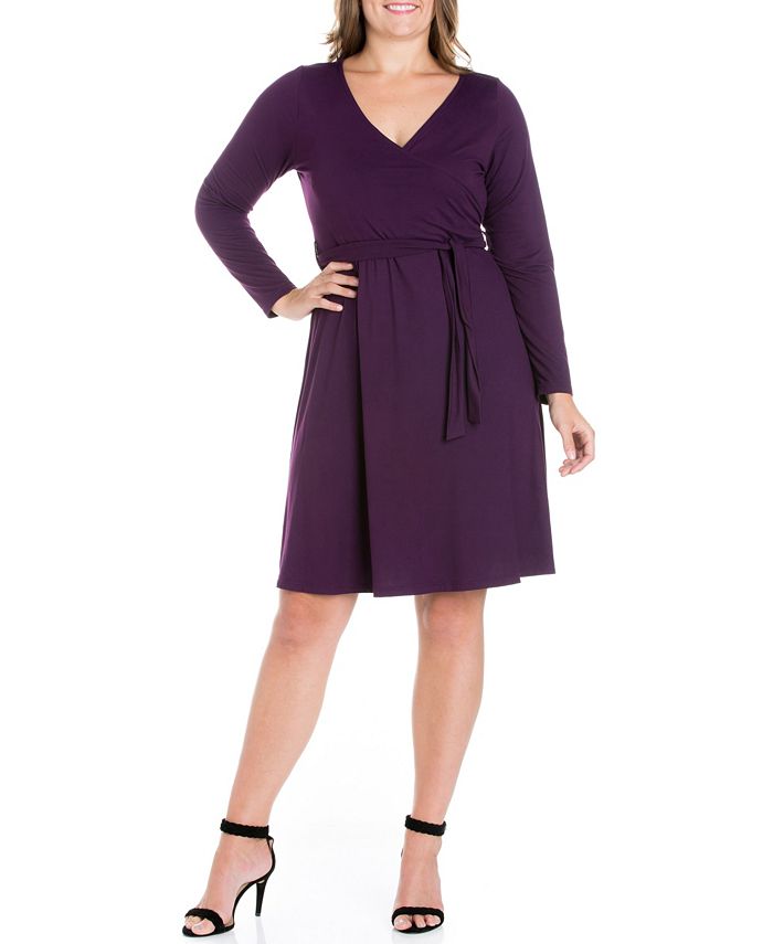 24seven Comfort Apparel Women's Plus Size Classic Belted Dress - Macy's