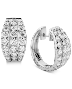 image of Diamond Triple Row Hoop Earrings (3 ct. t.w.) in 14k White Gold