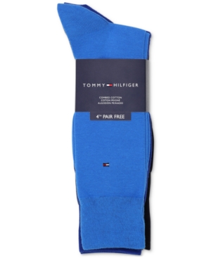 Tommy Hilfiger Men's 4-Pack Flat-Knit Dress Socks
