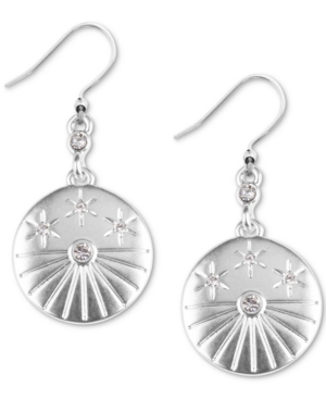 image of Lucky Brand Silver-Tone Pave Celestial Coin Drop Earrings