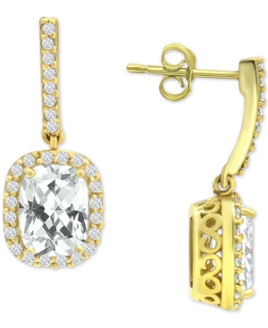 image of Giani Bernini Cubic Zirconia Halo Drop Earrings in 18k Gold-Plated Sterling Silver, Created for Macy-s