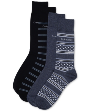 Calvin Klein Men's 4-Pack Stripe & Dot Dress Socks