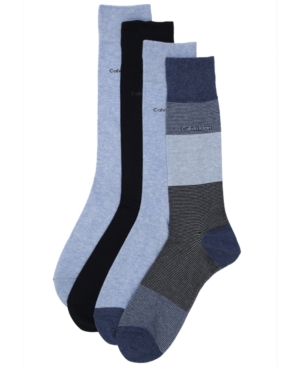 Calvin Klein Men's 4-Pack Blocked Micro-Stripe Dress Socks