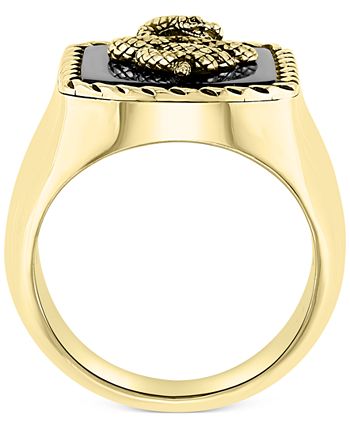 EFFY Collection - Men's Onyx Snake Statement Ring in 18k Gold-Plated Sterling Silver