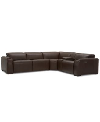 Furniture - Dallon 5-Pc. Leather Sectional with 2 Power Recliners and 1 Console