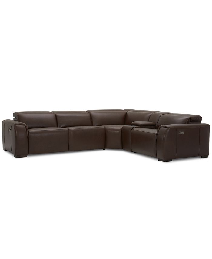 Dallon 5 Pc Leather Sectional With 2, Natuzzi Leather Sofa Nebraska Furniture Mart