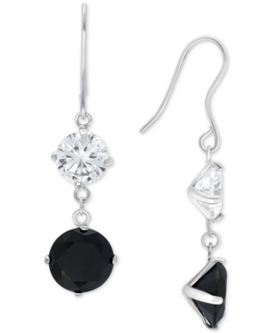 image of Giani Bernini Cubic Zirconia Black & White Drop Earrings in Sterling Silver, Created for Macy-s
