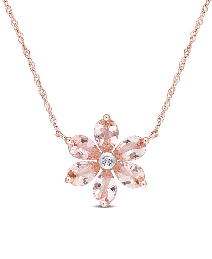 Macy's Morganite and Diamond Accent Floral Necklace - Macy's