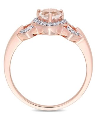 Morganite and Diamond Linked Heart Ring