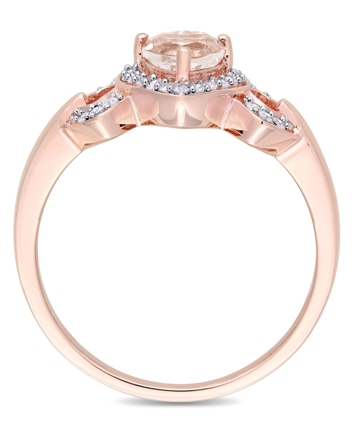 Morganite and Diamond Linked Heart Ring