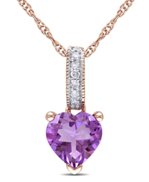 Macy's Amethyst And Diamond Accent Pendant And Chain In Purple