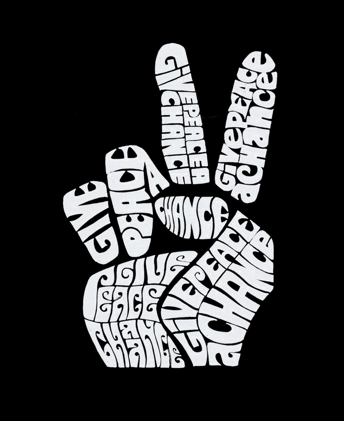 Женская толстовка LA Pop Art Word Art Crewneck Peace Fingers, цвет: Чёрный — фото 2