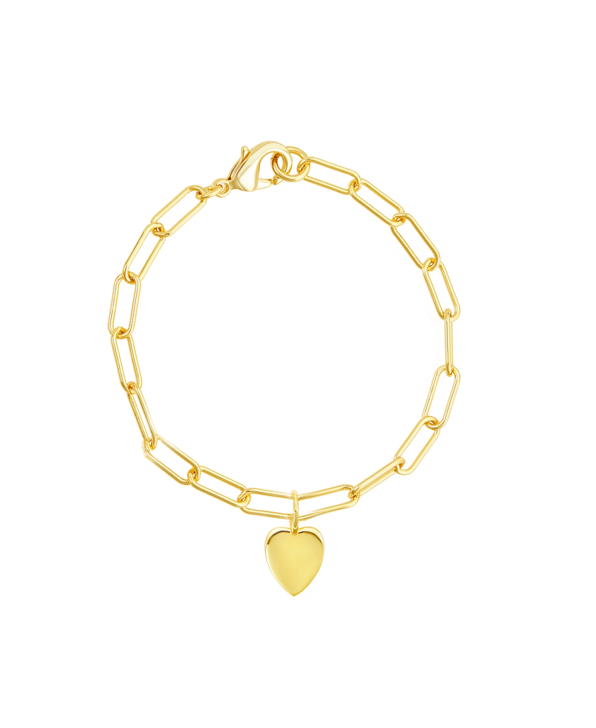 Paperclip Chain Bracelet with Heart - Yellow