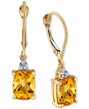 Macy's Citrine (3 Ct. T.w.) & Diamond Accent Drop Earrings In 14k Gold