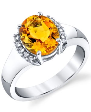 image of Citrine (2-1/2 ct. t.w.) & Diamond (1/6 ct. t.w.) Ring in Sterling Silver