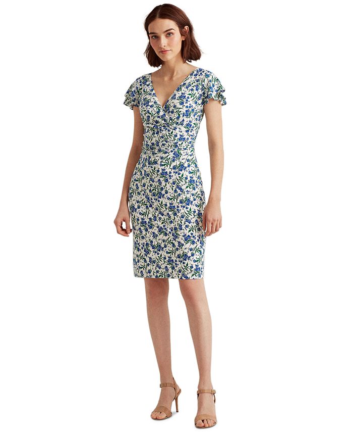 Lauren ralph lauren flutter sleeve surplice dress clearance