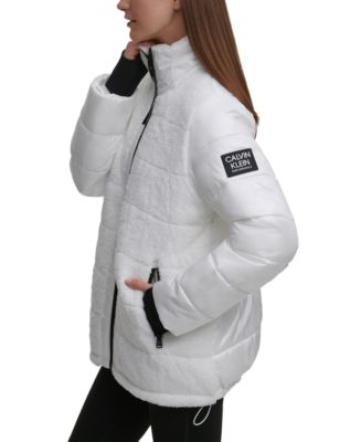 Calvin Klein Performance Mixed-Media Jacket - Macy's