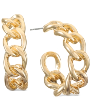 image of Alfani Gold-Tone Small Chain-Link C-Hoop Earrings, 1