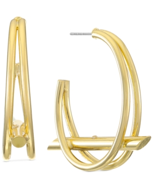 image of Alfani Gold-Tone Bar-Split Open Hoop Earrings, Created for Macy-s