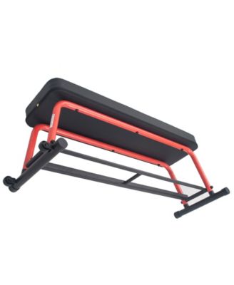 Power Zone Strength Flat Bench with 550 lb Max Weight, Dumbbell Rack and Transport Wheels