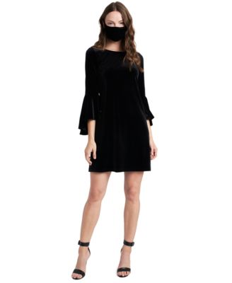 MSK - Velvet Bell-Sleeve Shift Dress & Face Mask
