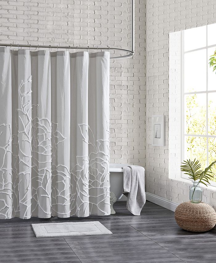 Peri Home Chenille Rose Shower Curtain, Does Lacoste Make Shower Curtains Longer Than 72