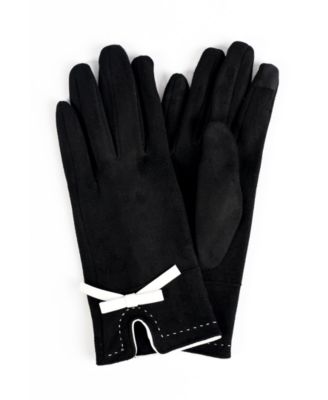 Women's Faux Suede Bow Jersey Touchscreen Glove