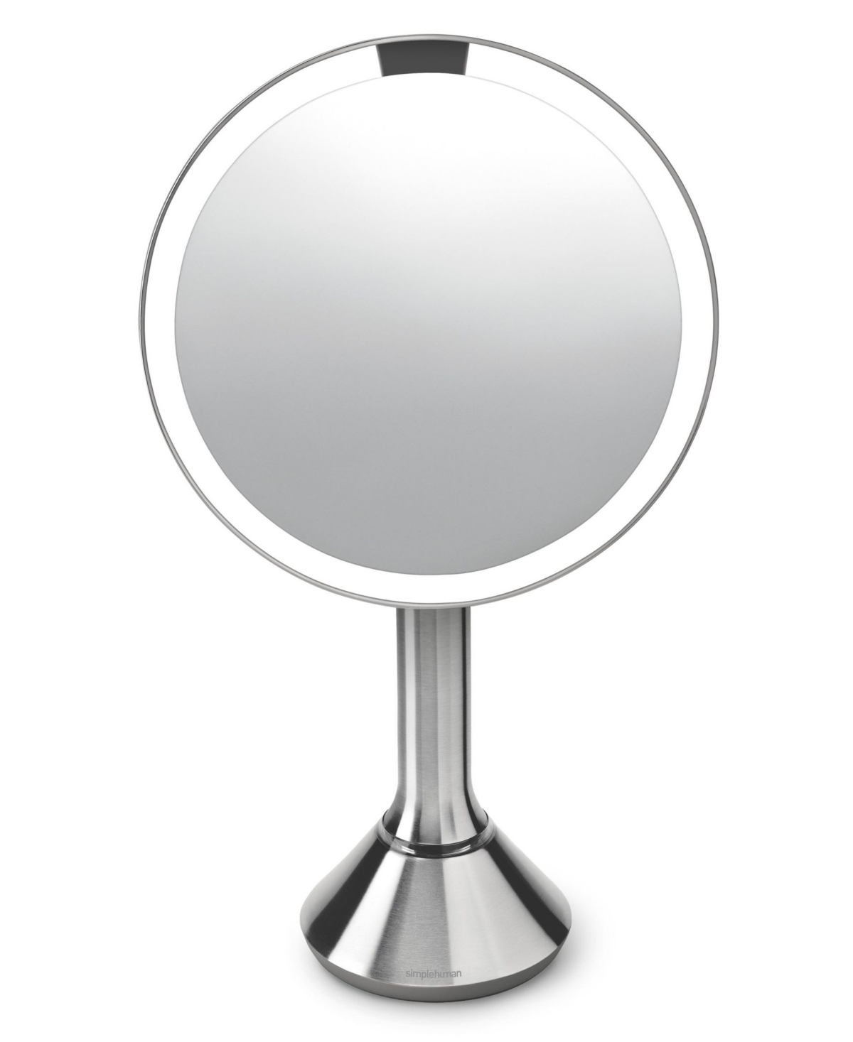 Shop Simplehuman 8" Round Sensor Makeup Mirror With Touch-control Dual Light Settings In Stainless Steel