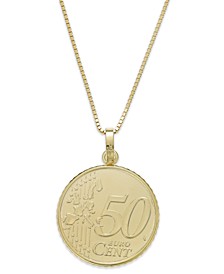 Vermeil Engraved Euro Coin Pendant Necklace