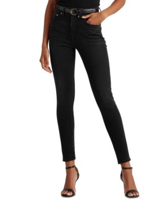 로렌 랄프로렌 청바지 Lauren Ralph Lauren Petite High-Rise Skinny Ankle Jeans,Empire Black Wash