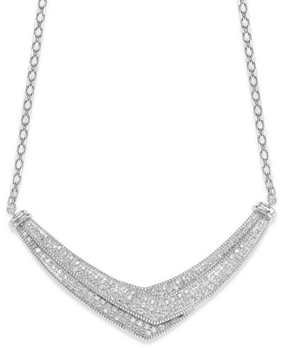 Wrapped in Love™ Diamond Pave-Set Crossover Necklace in Sterling Silver (1 ct. t.w.)
