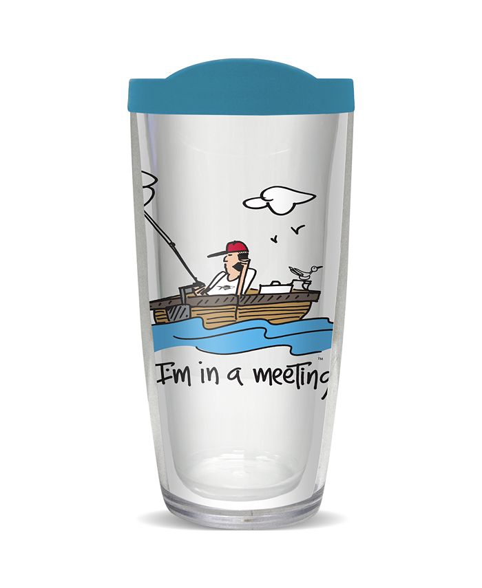 Freeheart - "I'm in A Meeting Fishing" 16-Oz. Travel Tumbler with Lid