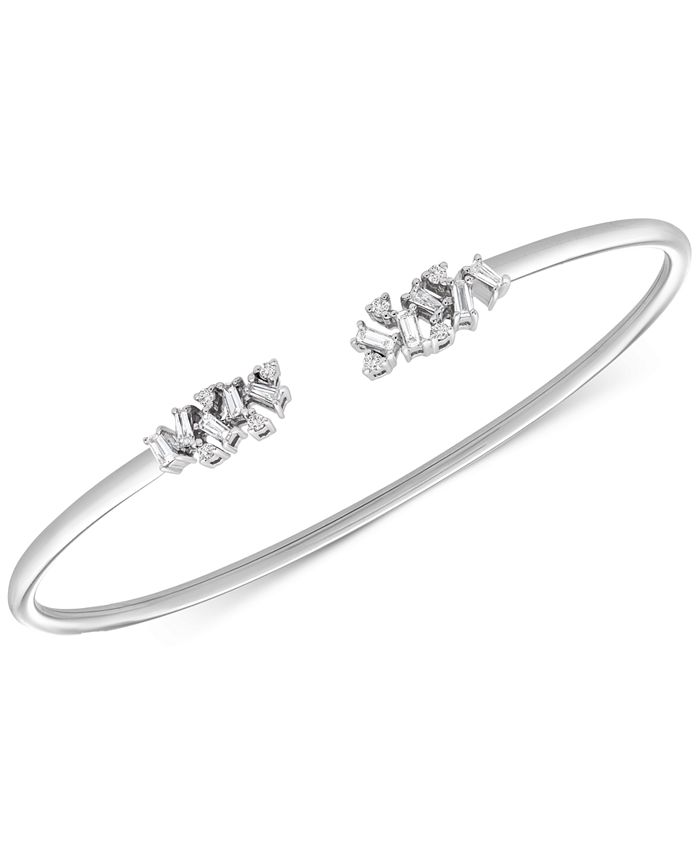 Macy's Diamond Scatter Cuff Bangle Bracelet (1/4 ct. t.w.) in 10k White ...