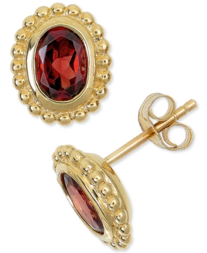 image of Rhodolite Garnet Beaded Frame Stud Earrings (1-3/4 ct. t.w.) in 14k Gold