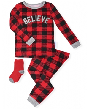 image of Max & Olivia Toddler Boys 2-Piece Holiday Buffalo Check Pajama Sock Set