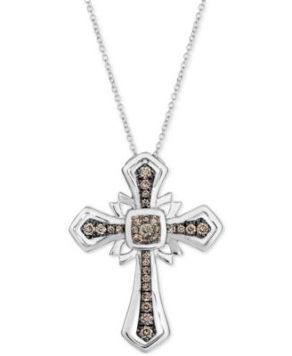 chocolate diamond cross pendant