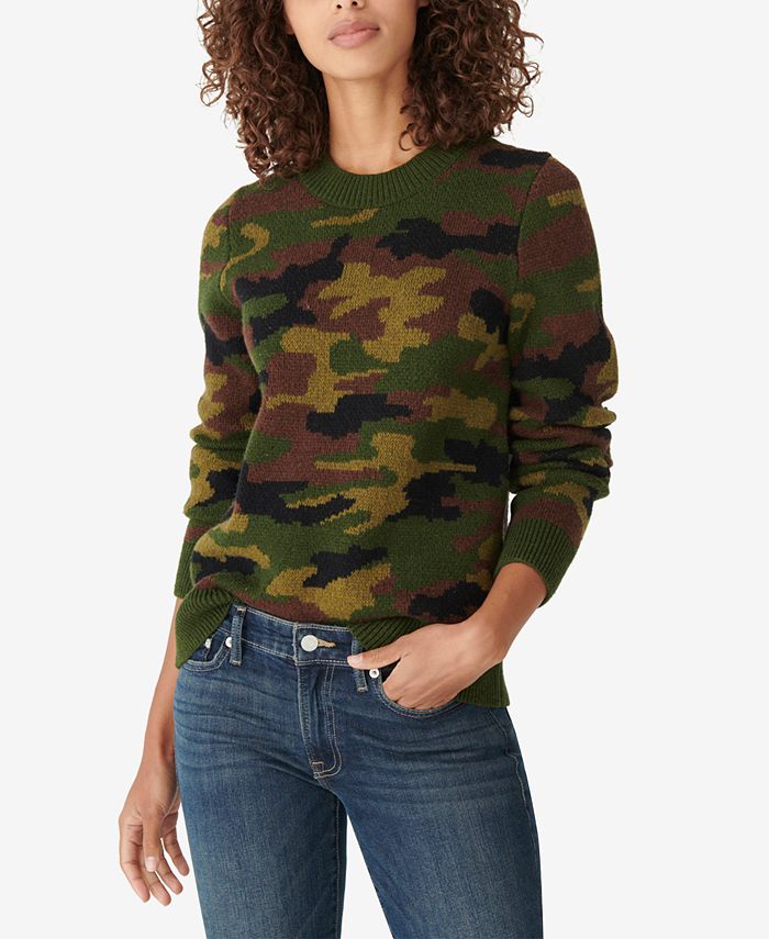 Lucky Brand Camo-Print Intarsia Sweater - Macy's